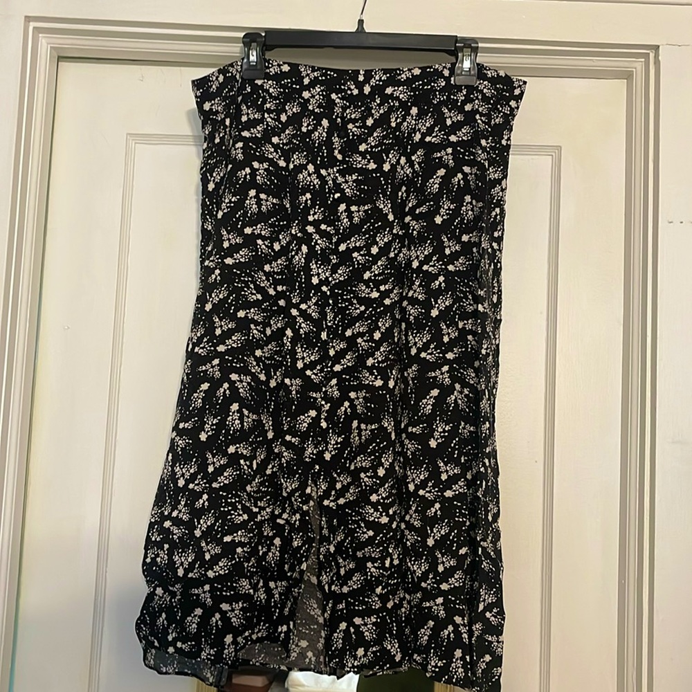 Black & White Floral Midi Skirt